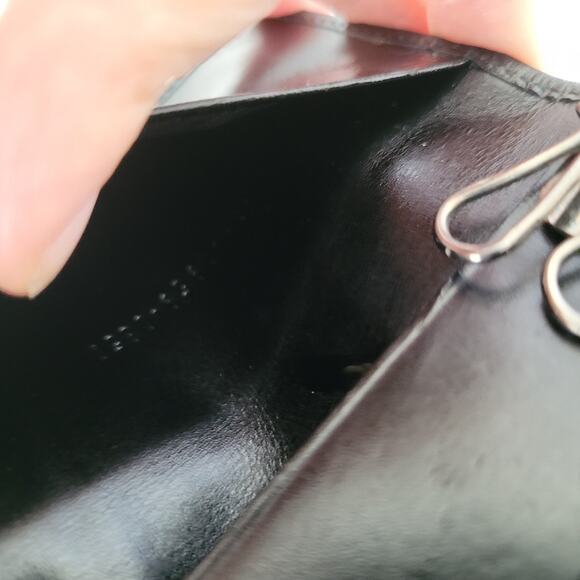 Gucci Logo Clasp Key Holder Wallet Case Leather Small Unisex Black Trifold - Picture 5 of 8